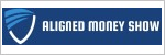 Aligned Money Show spelled in white letters on a blue background