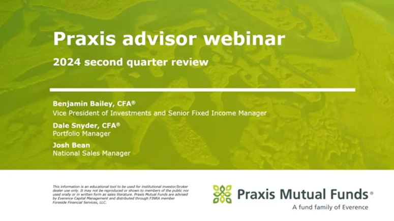 Title slide showing title Praxis advisor webinar